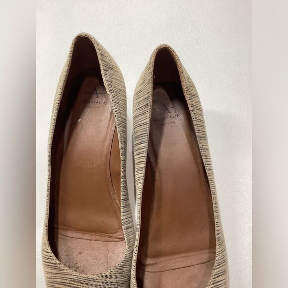 Aquatalia Phoebe Nubuck Suede Block Heel Pumps – Tan Brown Striped, Size 9.5 - Picture 3 of 15